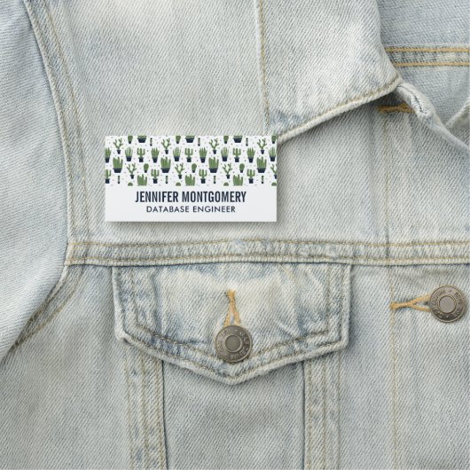 Rustic Dark Green Cactus Desert Pattern Professie Naamplaatje (In situ)