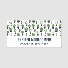 Rustic Dark Green Cactus Desert Pattern Professie Naamplaatje
