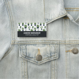 Rustic Dark Green Cactus Desert Pattern Professie Naamplaatje