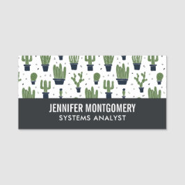 Rustic Dark Green Cactus Desert Pattern Professie Naamplaatje