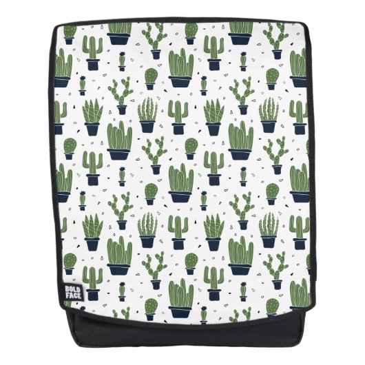 Rustic Dark Green Cactus Desert Pattern Rugtassen (Voorkant)