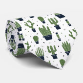 Rustic Dark Green Cactus Desert Pattern Stropdas (Opgerold)