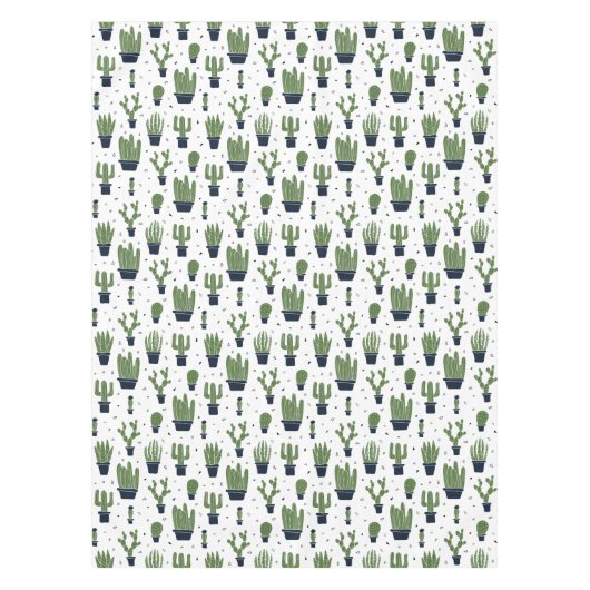 Rustic Dark Green Cactus Desert Pattern Tafelkleed (Voorkant)