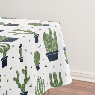 Rustic Dark Green Cactus Desert Pattern Tafelkleed