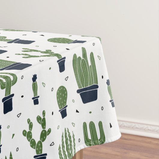 Rustic Dark Green Cactus Desert Pattern Tafelkleed (Voorbeeld)