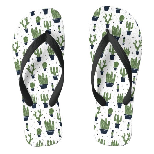 Rustic Dark Green Cactus Desert Pattern Teenslippers (Voetbed)