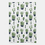 Rustic Dark Green Cactus Desert Pattern Theedoek (Verticaal)