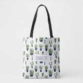Rustic Dark Green Cactus Desert Pattern Tote Bag (Voorkant)
