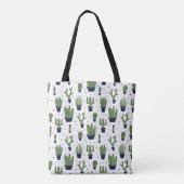 Rustic Dark Green Cactus Desert Pattern Tote Bag (Achterkant)