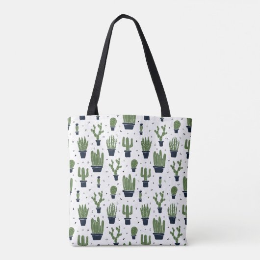 Rustic Dark Green Cactus Desert Pattern Tote Bag (Achterkant)