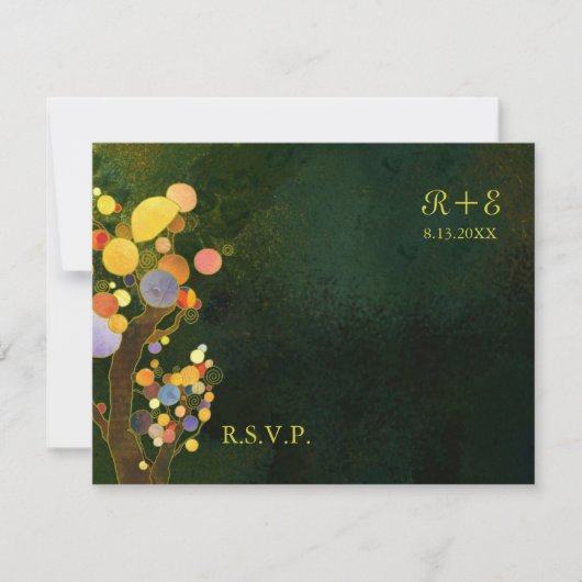 Rustic Dark Green Wedding RSVP Kaartje (Voorkant)