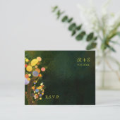 Rustic Dark Green Wedding RSVP Kaartje (Staand voorkant)