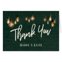 Rustic Dark Green Wood met Edison Lights Hartelijk