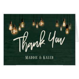 Rustic Dark Green Wood met Edison Lights Hartelijk