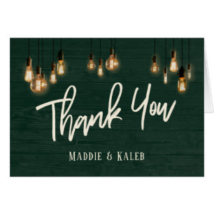 Rustic Dark Green Wood met Edison Lights Hartelijk