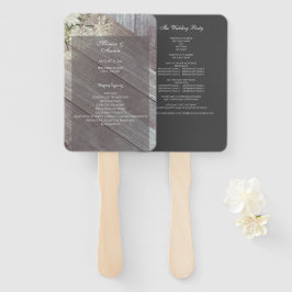 Rustic Dark Grey Wood Floral Wedding Programme Handwaaier