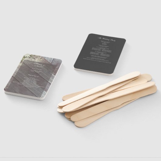 Rustic Dark Grey Wood Floral Wedding Programme Handwaaier (Niet-gemonteerd)