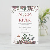 Rustic Dark Herfst Floral Wedding Invitation Kaart (Staand voorkant)