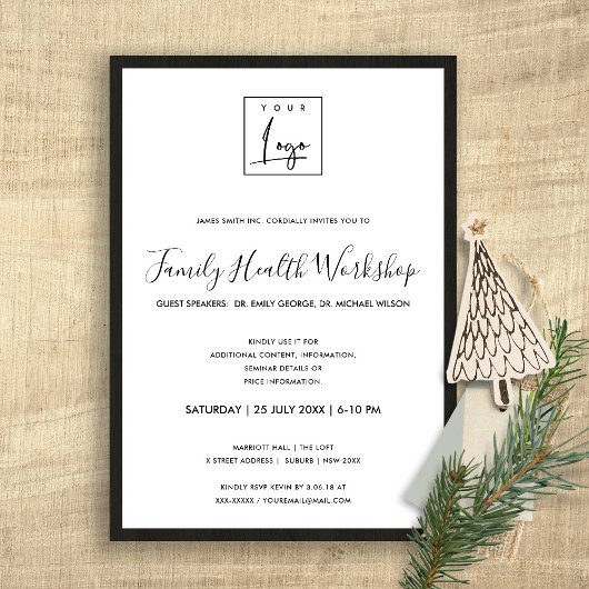 RUSTIC DARK HOUTEN HOUT UW LOGO WORKSHOP EVENEMENT KAART