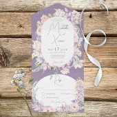Rustic Dark Lavender Pastel Flowers No Dinner All In One Uitnodiging