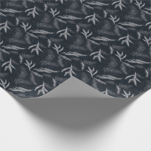 Rustic Dark Moody Black Kerstwinter Gift Cadeaupapier (Hoek)