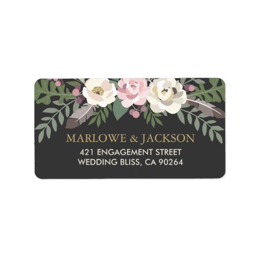 Rustic Dark Moody Floral Boho Wedding Address Etiket (Voorkant)