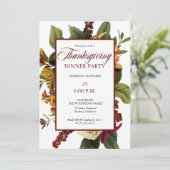 Rustic Dark Red Floral Bouquet Thanksgiving Kaart (Staand voorkant)