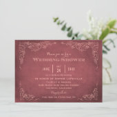Rustic Dark Red Vineyard Wedding Shower Kaart (Staand voorkant)