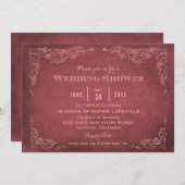Rustic Dark Red Vineyard Wedding Shower Kaart (Voorkant / Achterkant)