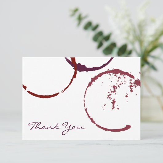 Rustic Dark Red Wine Stain Wedding Bedankkaart (Staand voorkant)