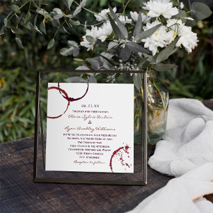 Rustic Dark Red Wine Stain Wedding Kaart