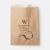 Rustic Dark Red Wine Stain Wedding Monogram Bedankzakje (Voorkant)