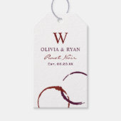 Rustic Dark Red Wine Stain Wedding Monogram Cadeaulabel (Voorkant)