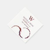 Rustic Dark Red Wine Stain Wedding Monogram Servet (Hoek)