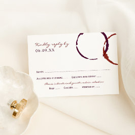 Rustic Dark Red Wine Stain Wedding RSVP Kaartje