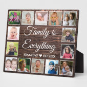 Rustic Dark Wood 14 Foto Collage Family Quote Fotoplaat (Zijkant)