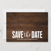 Rustic Dark Wood 3 Foto Collage Save The Date (Achterkant)