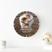 Rustic Dark Wood 5e bruiloft Jubileum Foto Grote Klok (Huis)