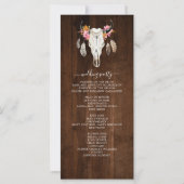Rustic Dark Wood Antler Skull Wedding Program (Achterkant)