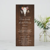 Rustic Dark Wood Antler Skull Wedding Program (Staand voorkant)