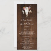 Rustic Dark Wood Antler Skull Wedding Program (Voorkant)