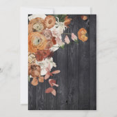 Rustic Dark Wood Autumn Floral Wedding Kaart (Achterkant)
