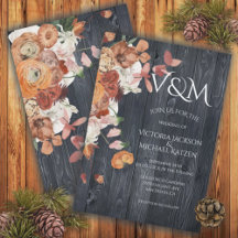 Rustic Dark Wood Autumn Floral Wedding