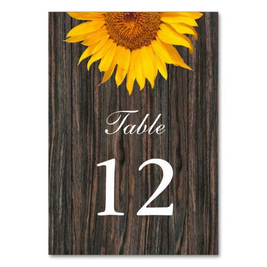 Rustic Dark Wood Background Sunflower Wedding Kaart (Voorkant)