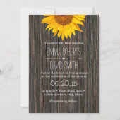 Rustic Dark Wood Background Sunflower Wedding Kaart (Voorkant)