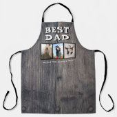 Rustic Dark Wood Beste vader 3 Foto's Keepslag Schort (Voorkant)