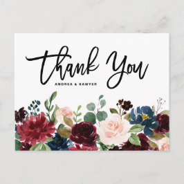 Rustic Dark Wood Burgundy Flowers Fall Wedding Briefkaart