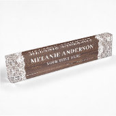 Rustic Dark Wood en Lace Wedding Planner Naambordje