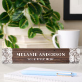 Rustic Dark Wood en Lace Wedding Planner Naambordje