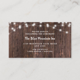 Rustic Dark Wood en lantaarns trouwreceptie Informatiekaartje